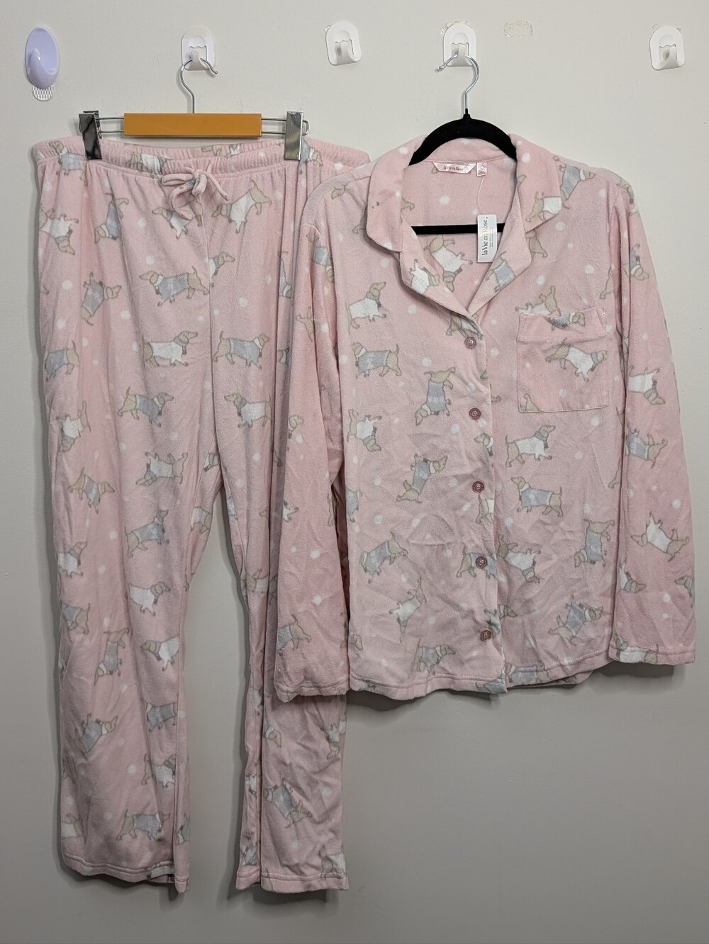 NWT La Vie en Rose Dachshund Fleece Pajama Set XL